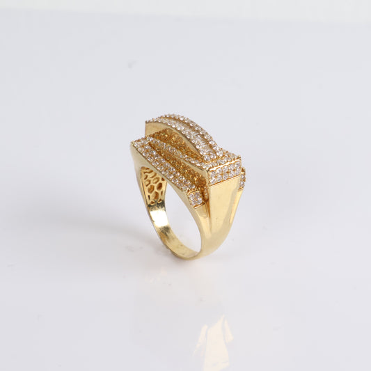 Men'S Ring 14K Yellow Gold With Diamonds / 12.5gr / Size 14
