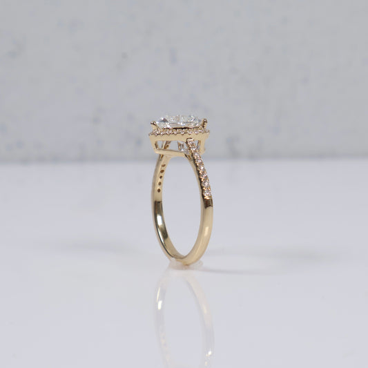 14K YG Lab Diamond Heart Cut Brilliant With Certificate Engagement Ring / 3.24gr / Sz 7 / 1.98 CTTW Lab VS / E-F