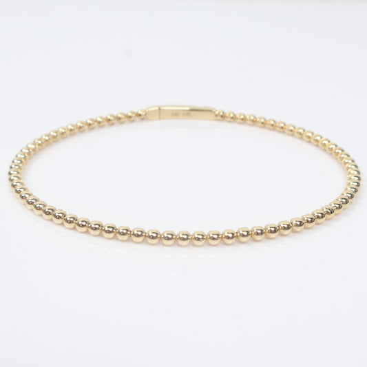 14K YG Bangle - Smooth Balls Bracelet / 5.6gr / Sz 7 1/4 /