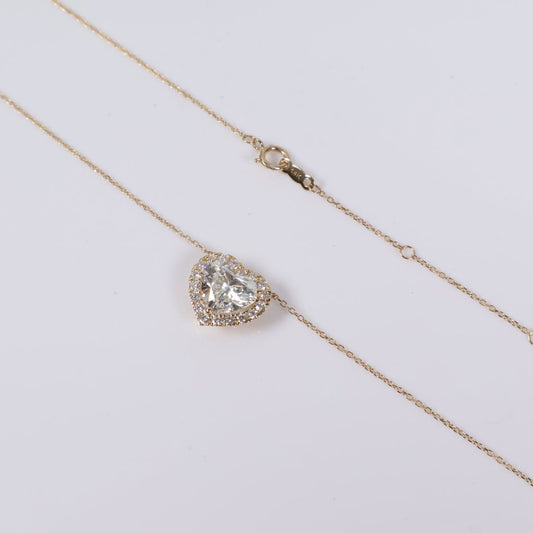 14K YG Lab Diamond Heart Set Jewelry / 2.92gr / 1mm / 18in / 3.60Ct Lab / VS / F