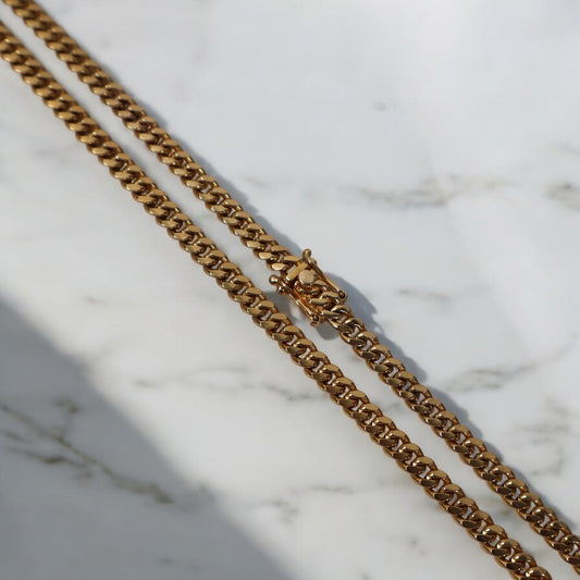 10K YG Micro Cuban Chain / 26.43gr / 4.2mm / 22in /