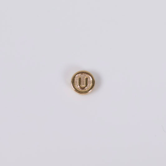 18K YG Letter U Textured Circle Ironwork / 0.2gr / 7mm /