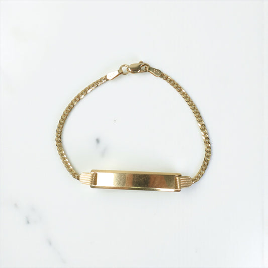 10K YG Baby American Cuban Name Plate Bracelet / 2.43gr / 2mm / 5.5in /