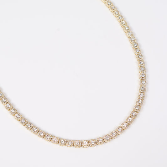 10K YG Diamond Luxury Square Chain / 24.24gr / 4.4mm / 20in / D-5Ct