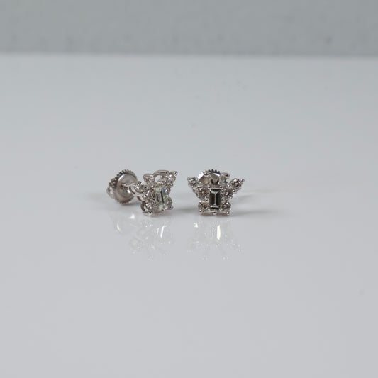 14K White Gold Diamond Butterfly Stud Earrings 0.74Ct Dia / 1.93gr / 10mm