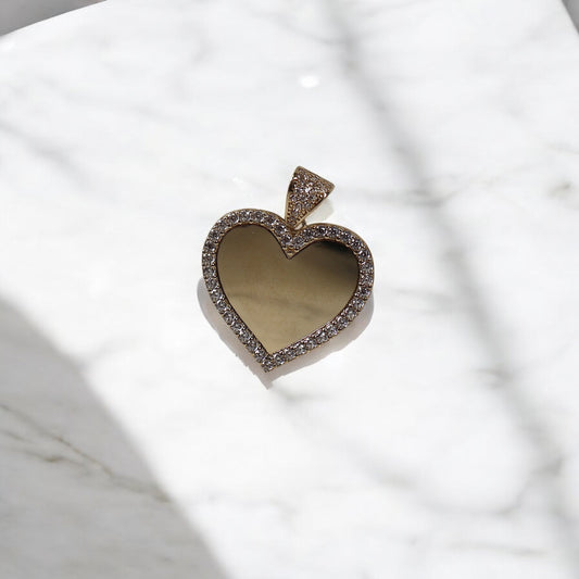 10K YG Memorial Heart Pendant / 3.78gr / 1.2in