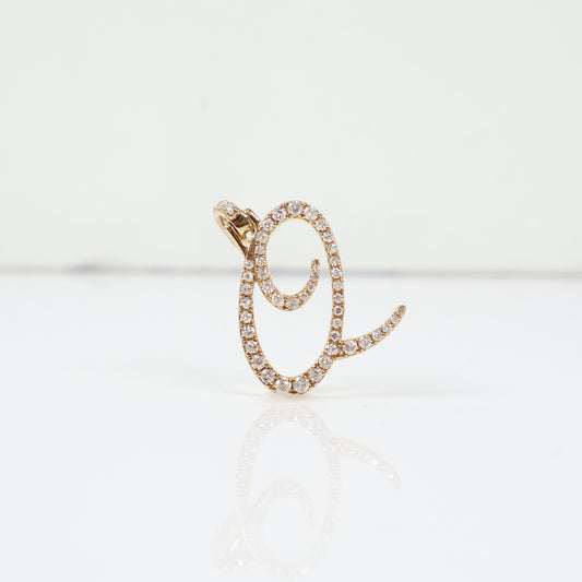 10K YG Diamond Letter Q Italics Pendant / 2.2gr / 0.8in / D-0.69Ct
