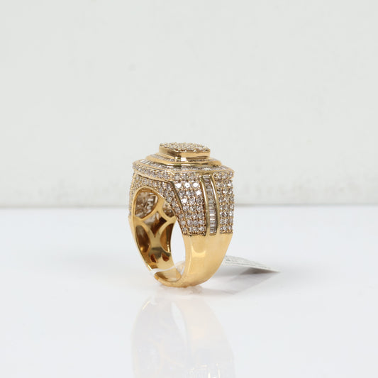 10K YG Diamond Luxury Square Rings / 17gr / Sz 13 / Wt Dia