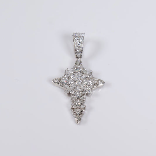 10K WG Lab Diamond Cross Pendant / 10.75gr / 2in / 4.50 CTTW Lab VS / E-F