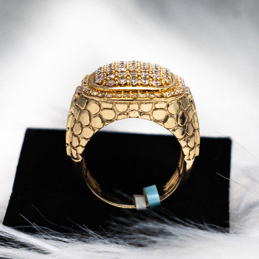 Square Ring 10K Yellow Gold With Diamonds 2,35ct / 14.3gr / Size 10