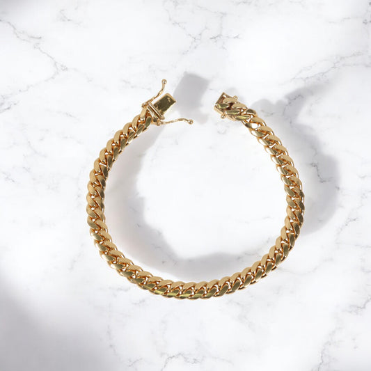 10K YG Micro Cuban Links Bracelet / 17.9gr / 6.2mm / 6.5in /