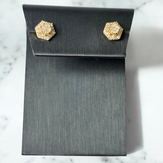 14K Yellow Gold Diamond Luxury Stud Earrings 0.38Ct / 1.6gr