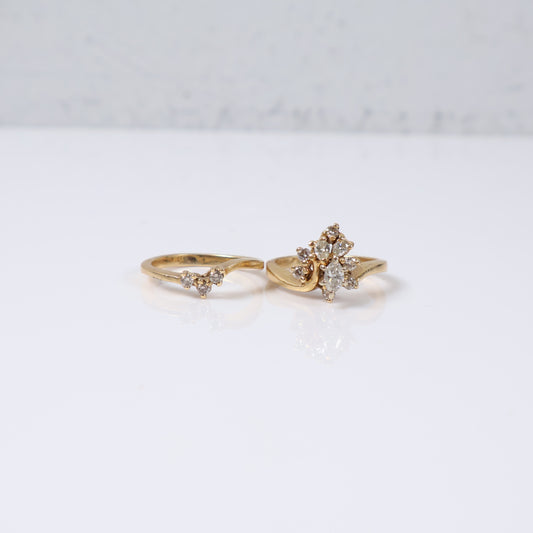 Marquise Engagement Ring 14K Yellow Gold With Diamonds / 4gr / Size 5