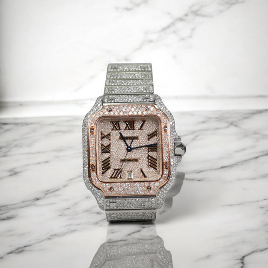 Watch Cartier Santos Bustdown Rose Gold Roman Dial Watch / 40mm / Ct Dia