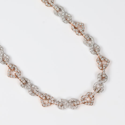 10K 2 Tone Diamond Infinite - Heart Chain / 48.5gr / 12mm / 17in / D-6.16Ct
