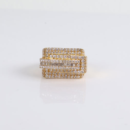 Men'S Ring 14K Yellow Gold With Diamonds / 12.5gr / Size 14