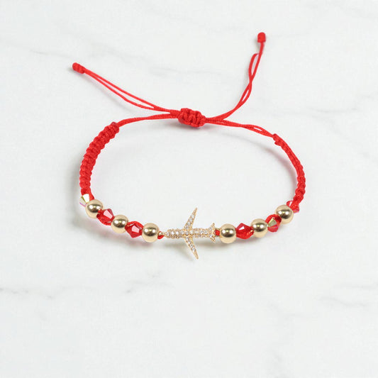 18K YG Airplane-Smooth Balls Bracelet Tejido / 1.89gr / Adjustable / White Zircons
