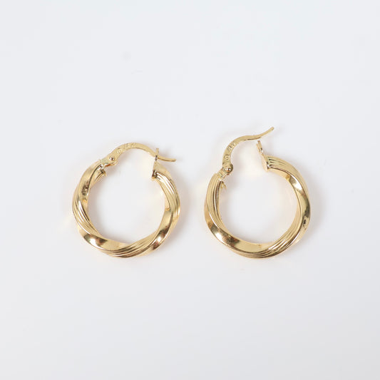 18K Yellow Gold Luxury Hoop Earrings / 2.1gr