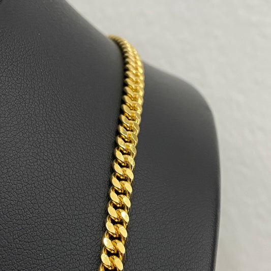 14K YG Micro Cuban Links Chain / 32.92gr / 4mm / 24in /