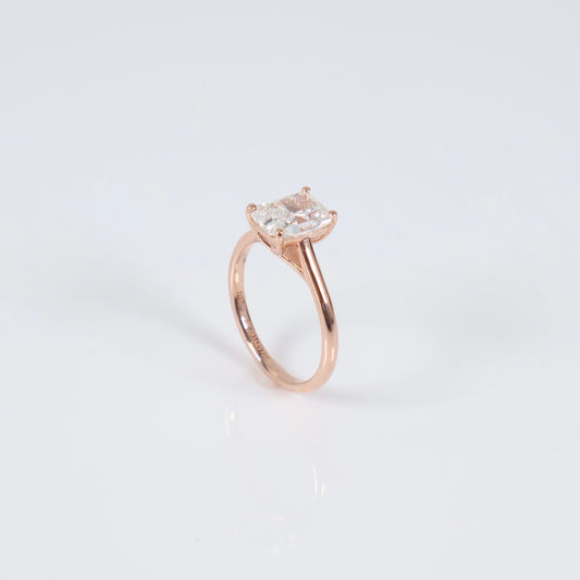 14K RG Lab Diamond Cut Cornered Rectangular Modified Brilliant With Certificate Engagement Ring / 2.88gr / Sz 6 3/4 / 2.03Ct Lab / E / VS1