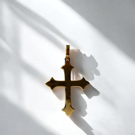 14K Yellow Gold Cross Pendant Lab Dia / 9gr