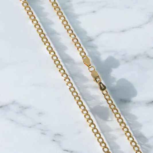 10K YG American Cuban Link Chain / 4.6gr / 3.4mm / 27in /