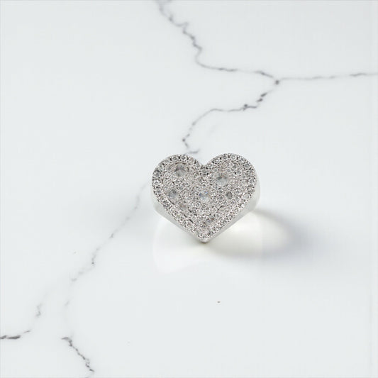 10K WG Reverse Diamond Heart Rings / 6.3gr / Sz 7 / D-1.30Ct