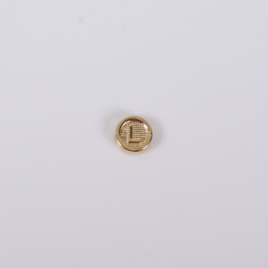 18K YG Letter L Textured Circle Ironwork / 0.2gr / 7mm /