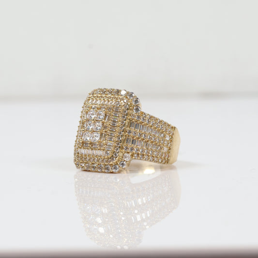 10K YG Luxury Rectangle Rings / 9.25gr / Sz 11 / White Zircons
