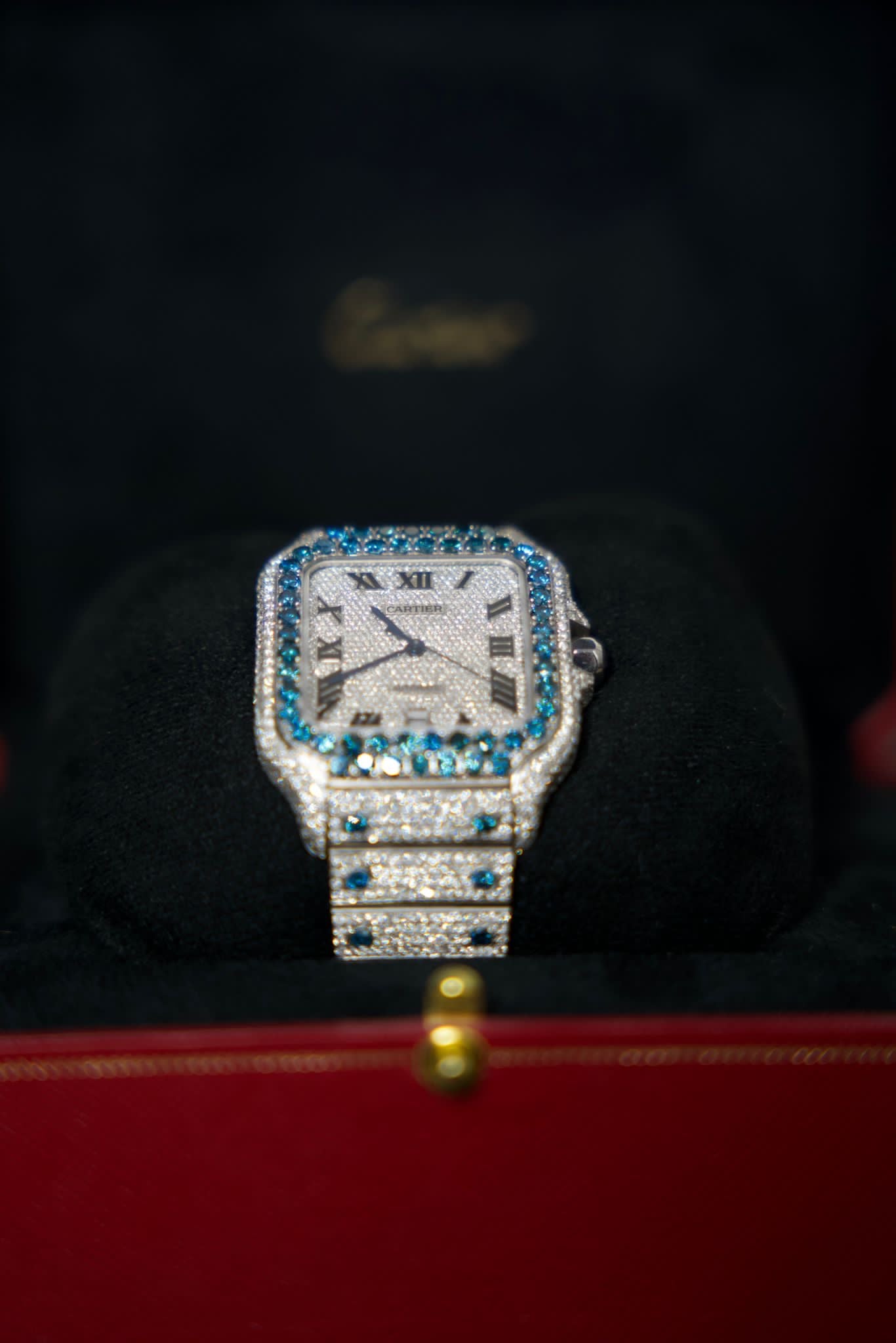 Cartier Santos Bustdown Blue Diamond 2023 41Mm – C4G Jewelers