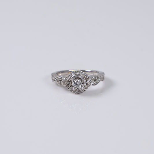 14K WG Diamond Luxury Round Engagement Ring / 4.1gr / Sz 5.5 / Ct Dia