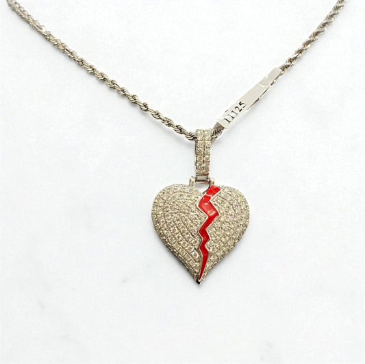 Broken Heart Pendant 14K White Gold With Diamond 2,64ct / 8.6gr