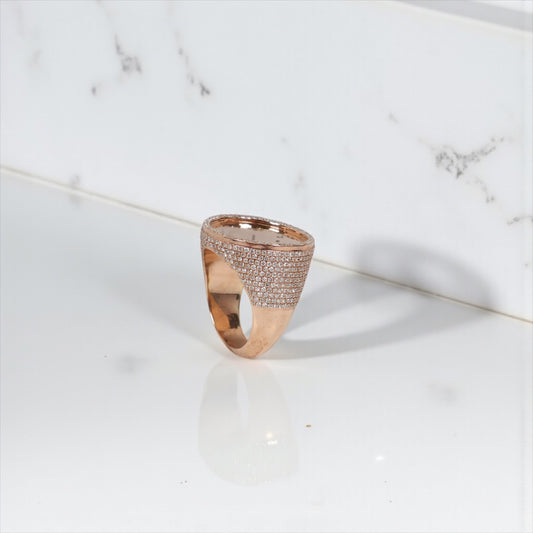 10K RG Diamond Circle Memorial Rings / 13.35gr / Sz 9 3/4 / D-2.25Ct