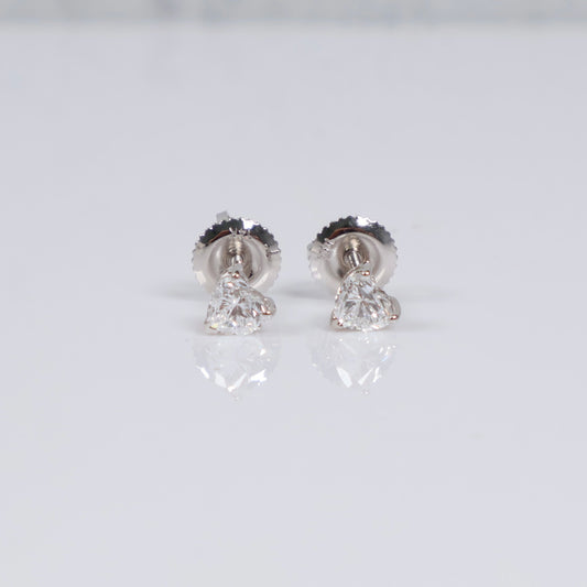 14K WG Lab Diamond Mini Heart Stud Earrings / 0.68gr / 4mm / 0.25 CTTW Lab VS / E-F