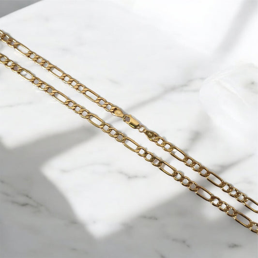14K YG Figaro Chain / 6.13gr / 4.1mm / 22in