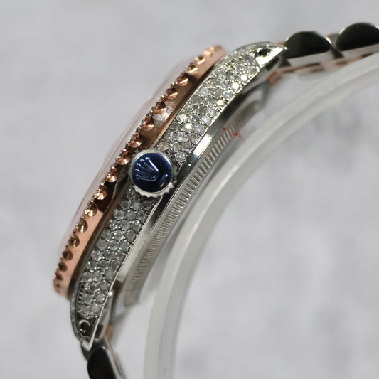 Bustdown Rolex 2 Tone Rose Arabic Numbers Watch Ct Dia Size 36mm