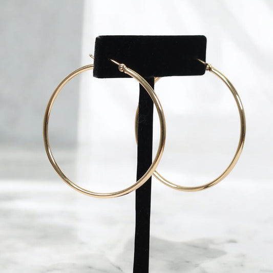 14K YG Fashion Hoop Earrings / 3.72gr / 2in /
