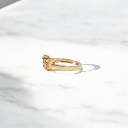 10K YG Diamond Butterfly - Letter J Rings / 2.15gr / Sz 7 / 0.1Wt Dia