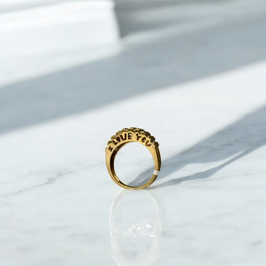 10K Yellow Gold I Love You Ring With Diamond / 3.2gr / Size 6 1/2