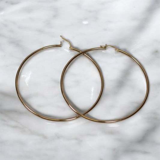 14K YG Luxury Hoop Earrings / 4.82gr / 2.7in