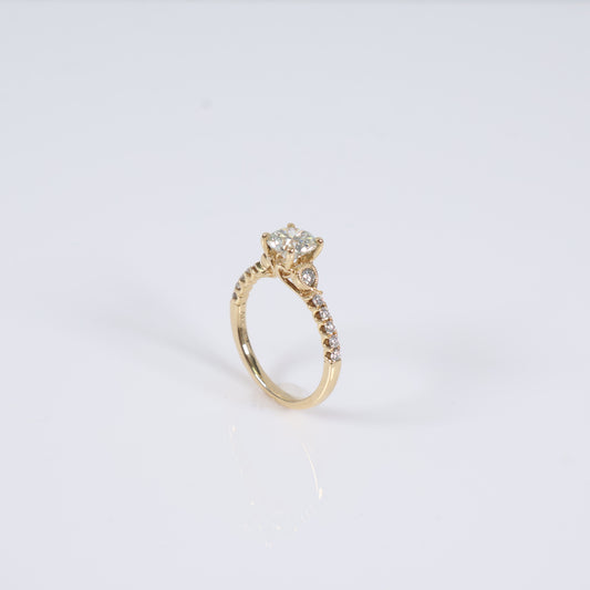 14K YG Natural Diamond Round Brilliant With Certificate Engagement Ring / 2.65gr / Sz 6 1/4 / 1.11Ct / H / VVS1