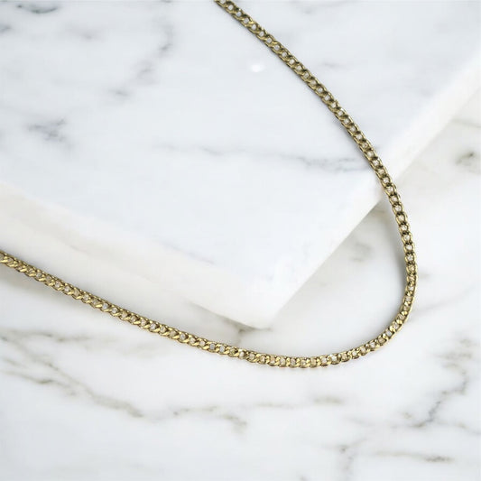 10K YG American Cuban Link Chain / 1.34gr / 2mm / 16in