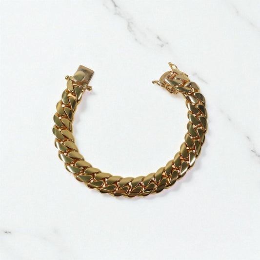 10K YG Cuban Links Bracelet / 100.6gr / 13.5mm / 8in /