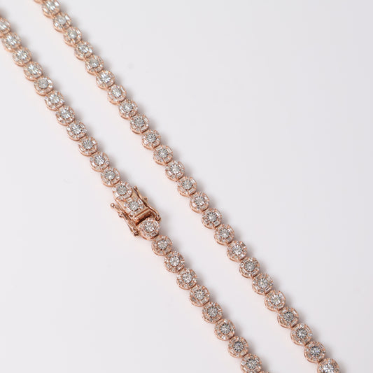 10K RG Diamond Round Luxury Baguette Chain / 24gr / 5.2mm / 20in / D-5Ct