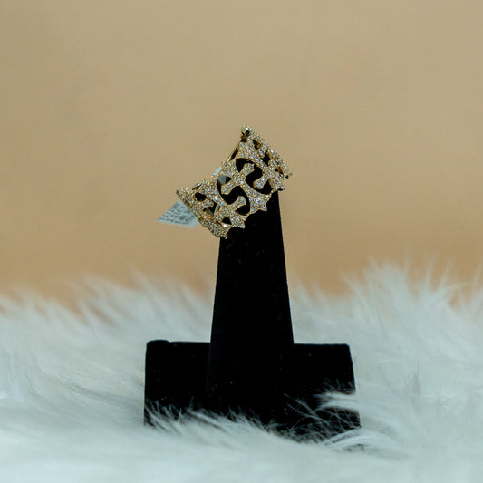 14K Yellow Gold Cross Diamond Ring 2.21Ct / 8.2gr / Size 11
