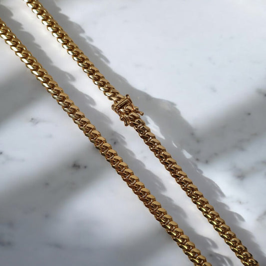 10K YG Micro Cuban Chain / 41.6gr / 5.1mm / 22in /