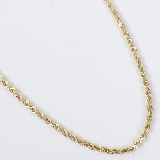 14K YG Hollow Rope Chain / 3gr / 2.2mm / 18in /