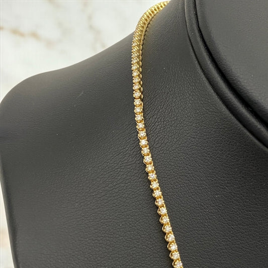 14K Yellow Gold Diamond Tennis Chain 3.05Ct Dia / 14gr / 2.2mm / 16in