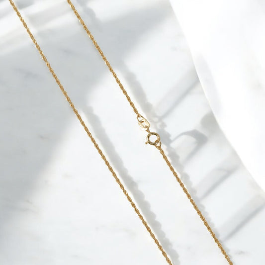 18K Yellow Gold Fe Round Jewelry Set With Zircons / 2.6gr / 1.5mm / 24in