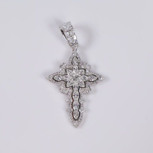 10K WG Lab Diamond Cross Pendant / 6.92gr / 2in / 4.19 CTTW Lab VS / E-F